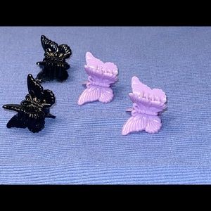 Butterfly clips/ purple matching chocker necklace